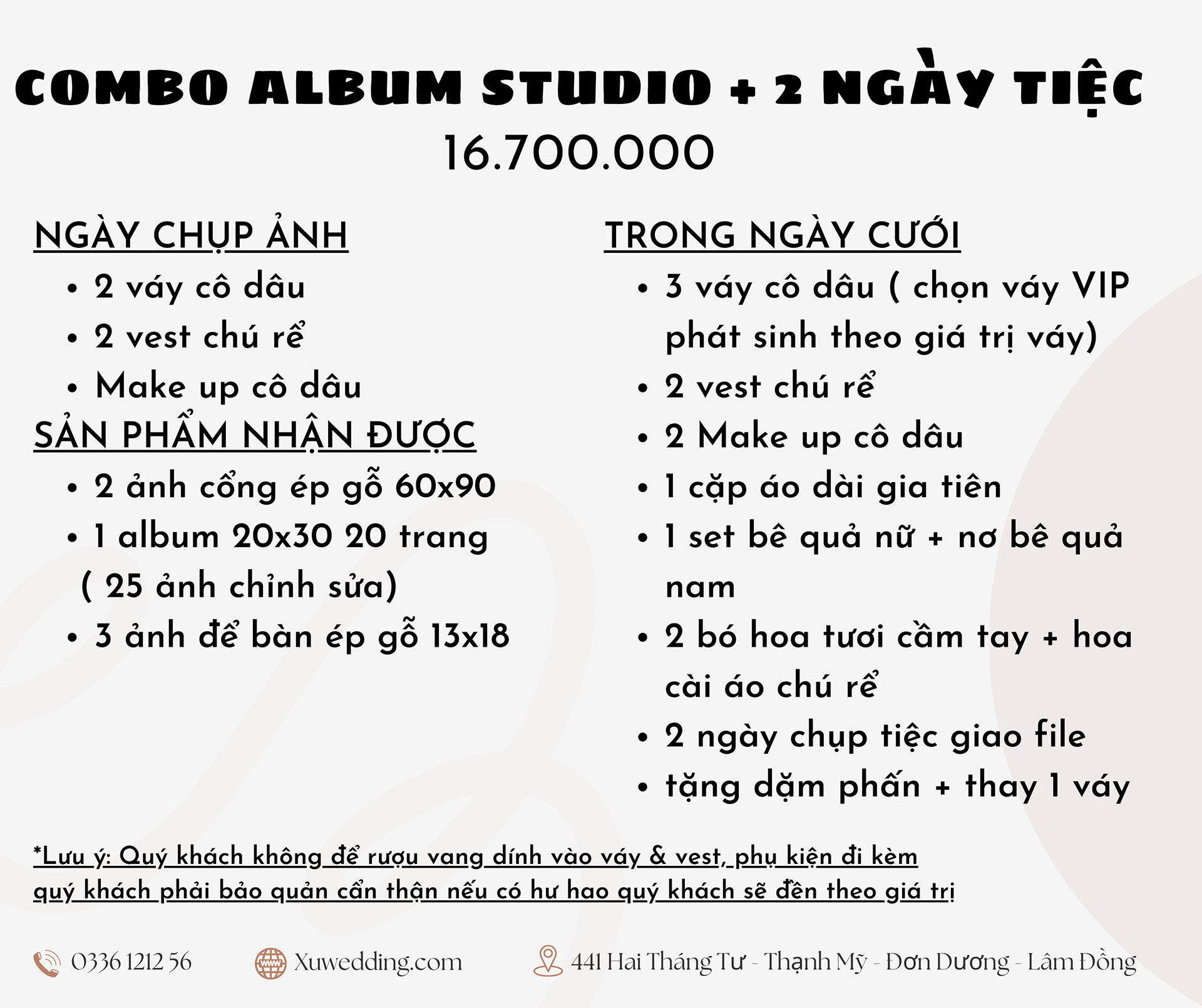 COMBO ALBUM STUDIO + 2 NGÀY ĐÃI TIỆC